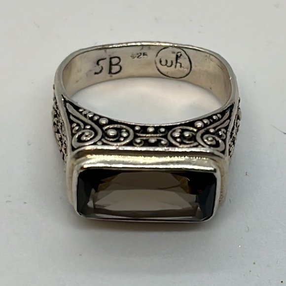 Smokey Quartz by Sarah Blaine for Willow House rectangular Bali Swirl Ring 7.5 - Picture 9 of 13